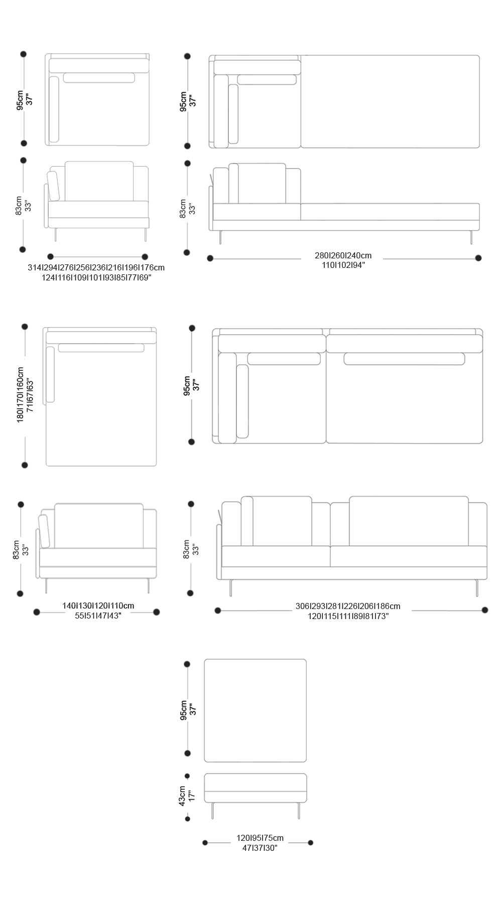 Image of the complete dimensions of the product
